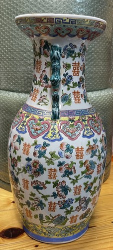 Jarrón de decoración de personajes de porcelana china shou aprox. Principios del siglo XX. - Imagen 2 de 9