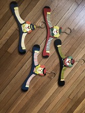 4 Vintage Hand Painted Wooden 14  Children's Hangers CLOWN Design