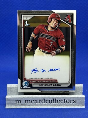 2024 Bowman Chrome Prospects Auto #CPA-ADC Adrian De Leon 1st Bowman Diamondback