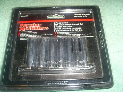  DEEP METRIC SOCKET SET  1/4'' DRIVE HEX CHROME VANADIUM 6 TO 12 MM ON A RAIL