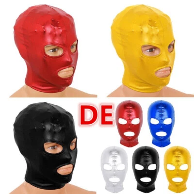 INHZOY Unisex Kopfmaske Glänzend Metallic Sklave Maske mit Mundöffnung Erotische Kostüm