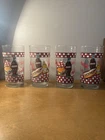 Vintage Coca-Cola Set of 4 Soda Glasses 1997 Diner Checkered Bottle Graphics