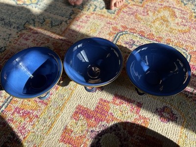 Set of 3 Williams-Sonoma Cobalt Blue Nesting Soup & Cereal Bowls with Handles