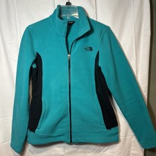 The North Face Women's Teal and Black Full Zip Fleece Jacket Size Medium