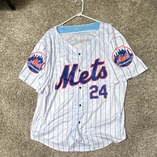 New York Mets Mays #24 MLB Fan Jersey White Blue Pinstripe Baseball Shirt