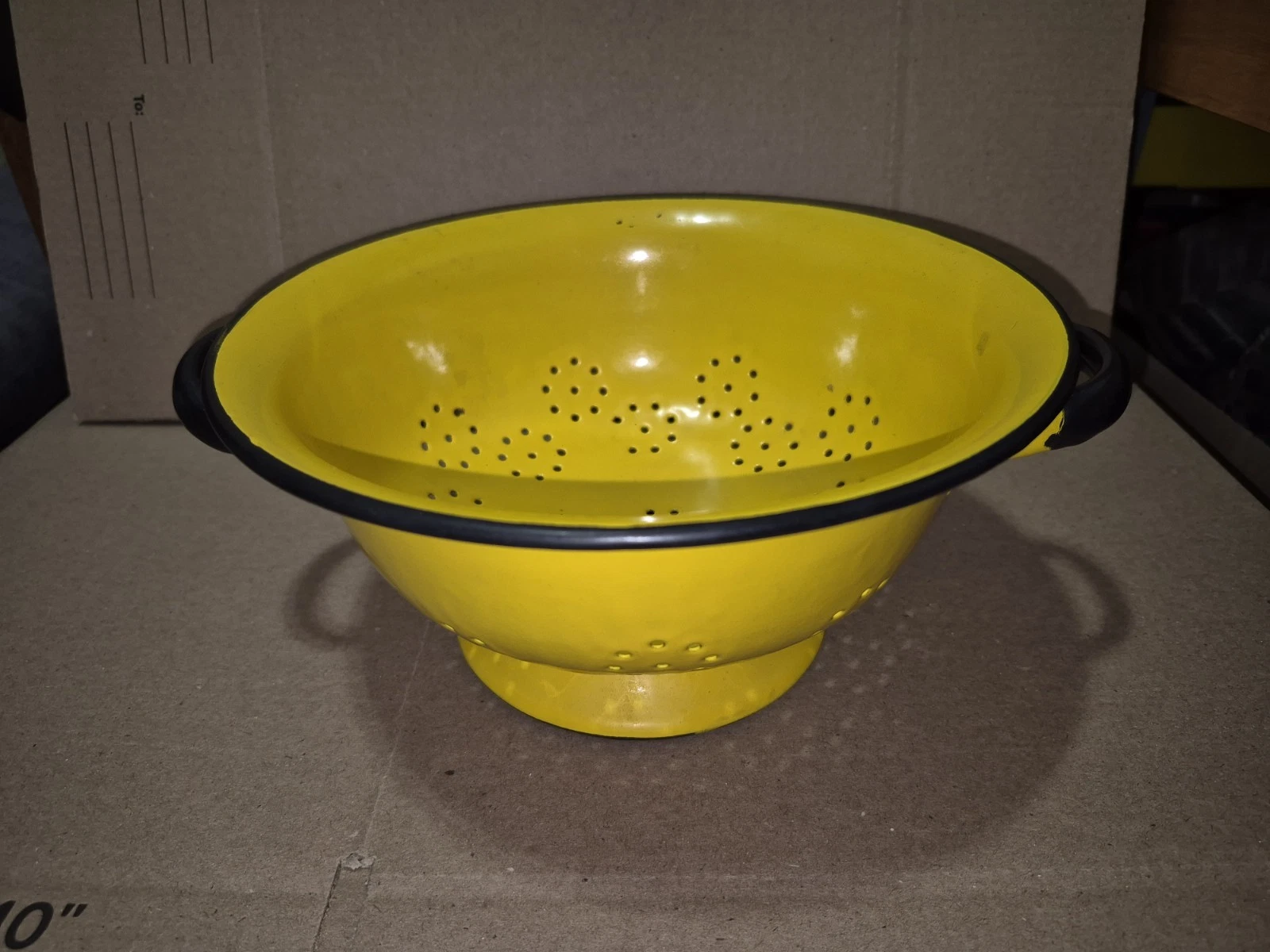 Huta Silesia Yellow Enamelware Colander- 8” /20cm Made In Poland