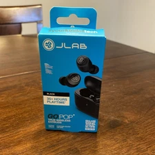 NEW JLab GO POP+ True Wireless Earbuds 35 Hours Battery Touch Controls - Black