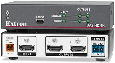 Extron DA2 HD 4K HDMI Distribution Amplifier 2-Output 4K 60Hz w/ AC & HDMI Cable