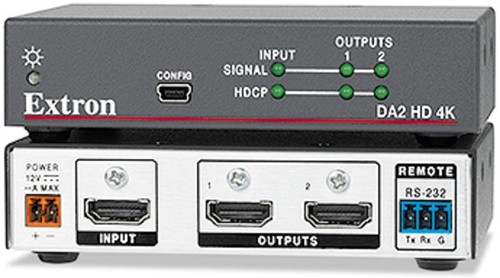 Extron DA2 HD 4K HDMI Distribution Amplifier 2-Output 4K 60Hz w/ AC & HDMI Cable