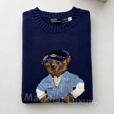Auction POLO RALPH LAUREN Men s Small Cotton Linen Bear Sweater Navy
