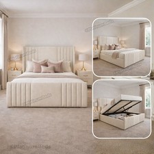 Ottoman Panel Bed Frame Upholstered Bed Plush Velvet GasLift Up Storage Bed UK