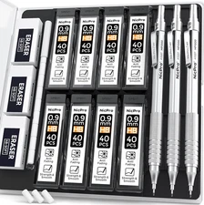 0.9 Mm Metal Mechanical Pencil Set with Case, with 3PCS MP1000 0.9Mm Drafting Pe