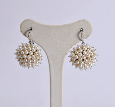 ORECCHINI  ARGENTO 925 PICCOLO RODIATO PERLE BIANCHE 3 mm MONACHINA    AGHT 0822