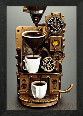 Surreale Espressomaschine gerahmtes Wandbild Poster Leinwanddruck Bild