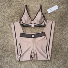 alo Airlift High-Waist 7/8 Line Up Legging and Bra Taupe Size M