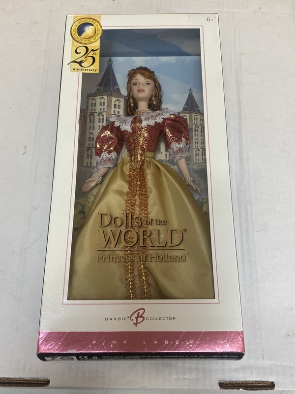 2005 Barbie DOLLS OF THE WORLD nrfb PRINCESS HOLLAND 25th Anniversary pink label