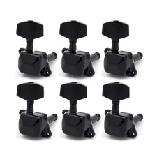 6-Inline Right Black Guitar Machine Head Semi-Closed Tuning Pegs Tuner for ST TL