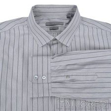 JOHN VARVATOS Mainline Gray Striped Cotton SLIM FIT Luxury Dress Shirt - 17.5