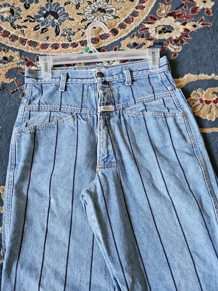 Jeans Vintage Marithe Francois Girbaud MFG Talla 28 Azul, Pequeña Raya Vertical Foto 3 de 4