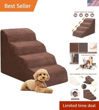 Dog Stairs for Small Dogs, High Density Foam Dog Ramp, Extra Wide Non-Slip Pe...