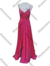 B Darlin Red Formal Maxi Dress Satin Sleeveless Strap V-Neck Cocktail Women's 2