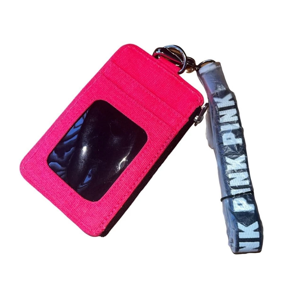 Victoria's Secret PINK Women's Orange and Black ID Card/Coin Pouch Lanyard NWT - Image 2 of 3