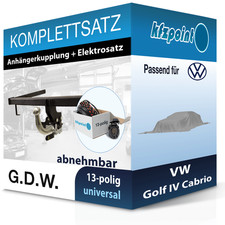 Für VW Golf IV Cabrio 98- G.D.W. Anhängerkupplung abnehmbar + 13polig E-Satz neu