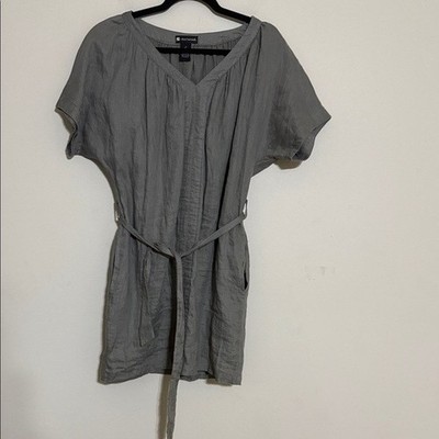 Vanelli Bertinelli Charcoal mini dress women M waist belt casual linen  vacation