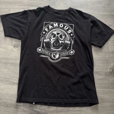 Vintage Famous Stars and Straps T Shirt size L Gas Mask graphic black tee FLAW