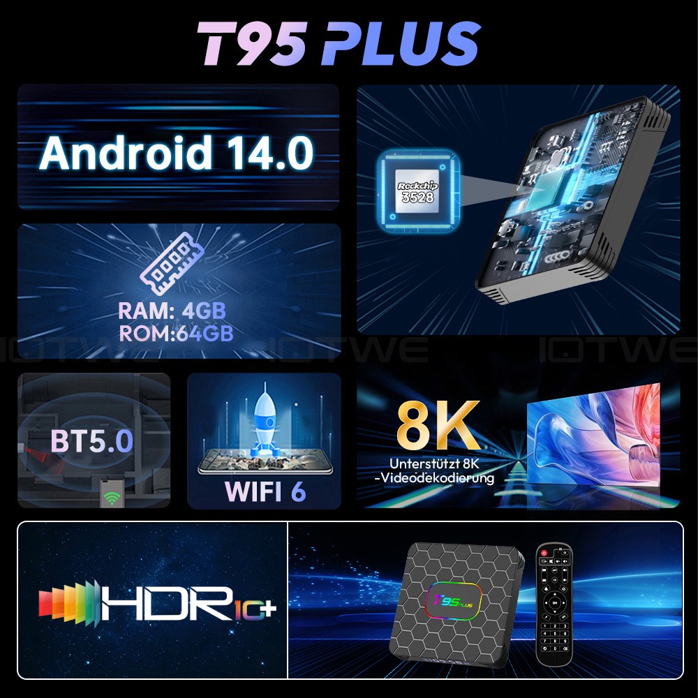 NEW 2026 Smart TV BOX Android 14.0 64GB WIFI6 Rete Lettore multimediale Quad-core IT foto 3