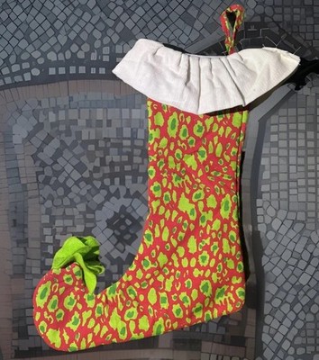 Elf Christmas Stocking Bootie Handmade 20'' Funky Retro Seasonal Decor