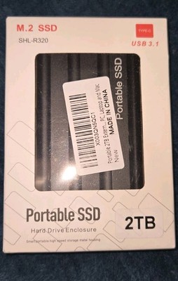 M.2 SSD 2TB External Solid State Drive With Data Cable - New - Type C