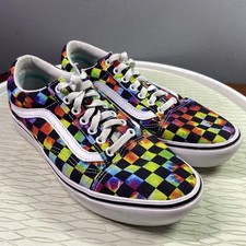 Vans Colorful Tie-Dye Checkered Rainbow Shoe Skateboard Sneakers Wom. 10-Men 8.5