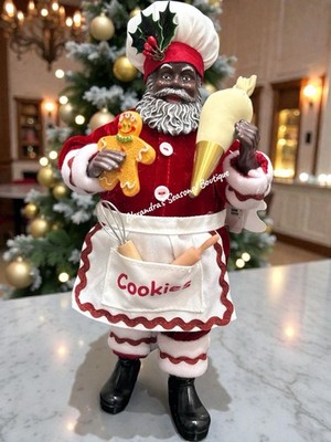 Santa Claus African American Baker Gingerbread 11'' Figurine Tabletop Christmas