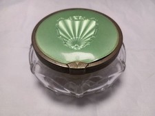 Art Vintage Pressed? Glass Powder Jar with Lid 