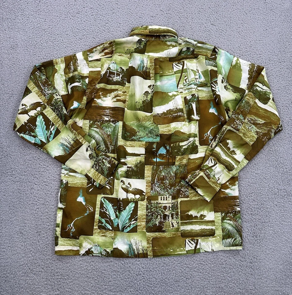 Vintage The Wind Skin Shirt Men's XL Green Long Sleeve Lightweight Image Print - Image 4 of 4