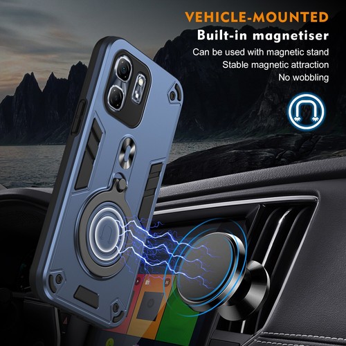 For Infinix Hot 50i / Smart 9 4G 6.7" Hybrid Ring stand Armor Back TPU+PC case - Picture 4 of 27