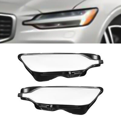 Pair for Volvo S60 2019-2024 Headlight Lens Headlamp Glass Cover Left+Right