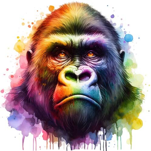 Bunte Regenbogen Gorilla Wandkunst Schlafzimmer Kinderzimmer Dekor Auto Vinyl Aufkleber Aufkleber - Bild 1 von 7