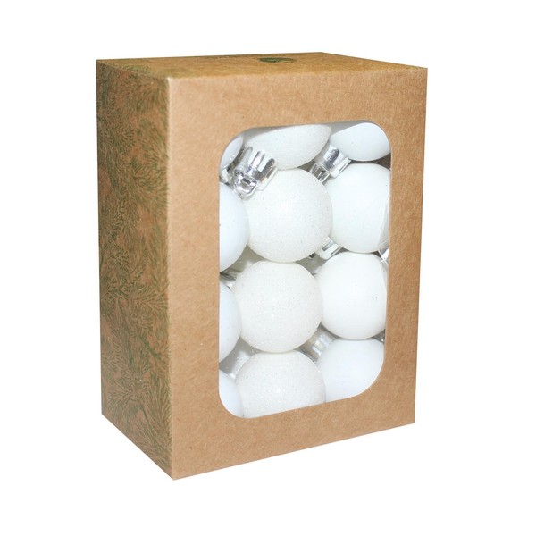 Weihnachts Unzerbrechliche Kugeln 24Er Pack 30Mm Baumdekoration Weiß-image