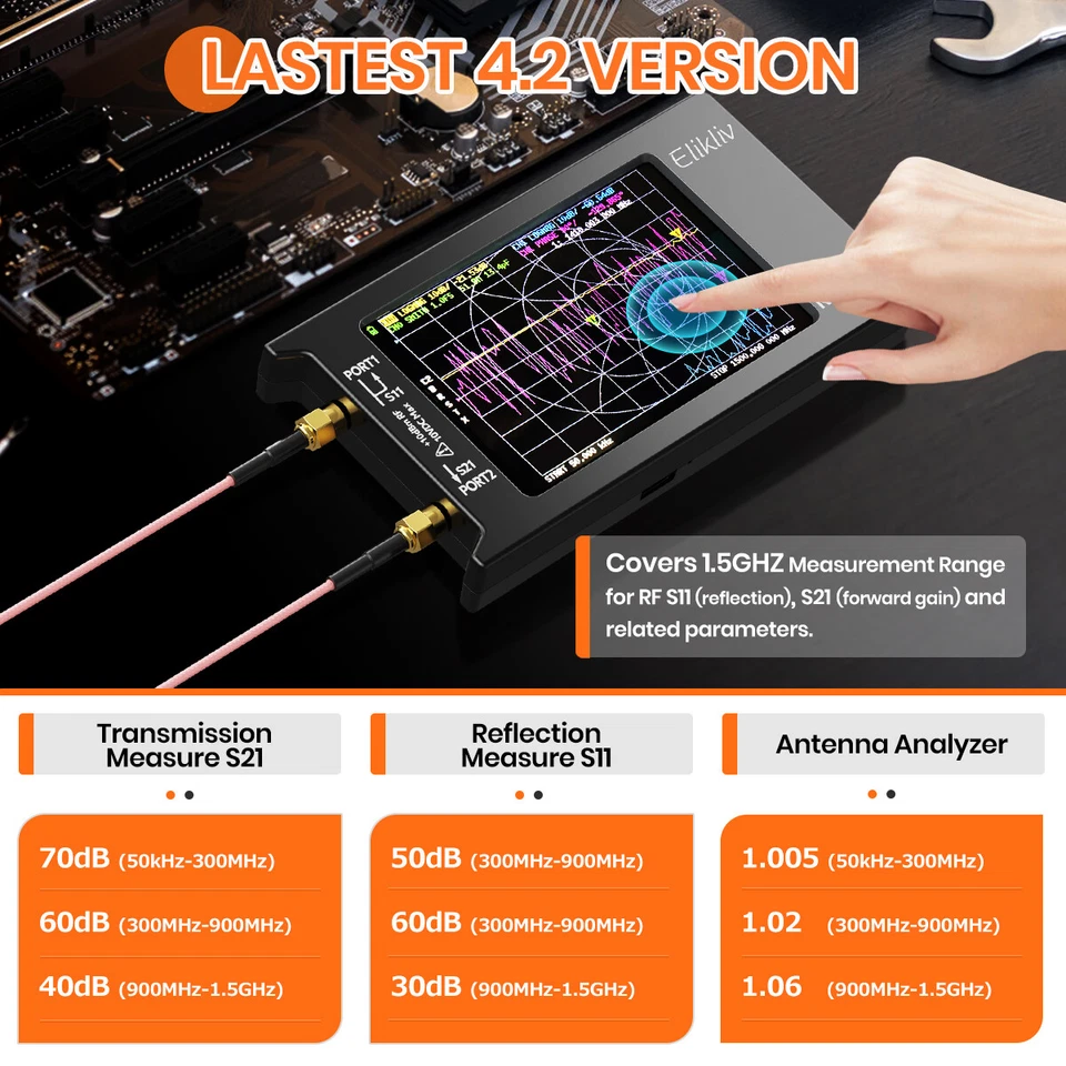 SeeSii 4inch 10KHz-1.5GHz Touchscreen VHF UHF Nanovna-h4 Vector Network Analyzer - Bild 4 von 4