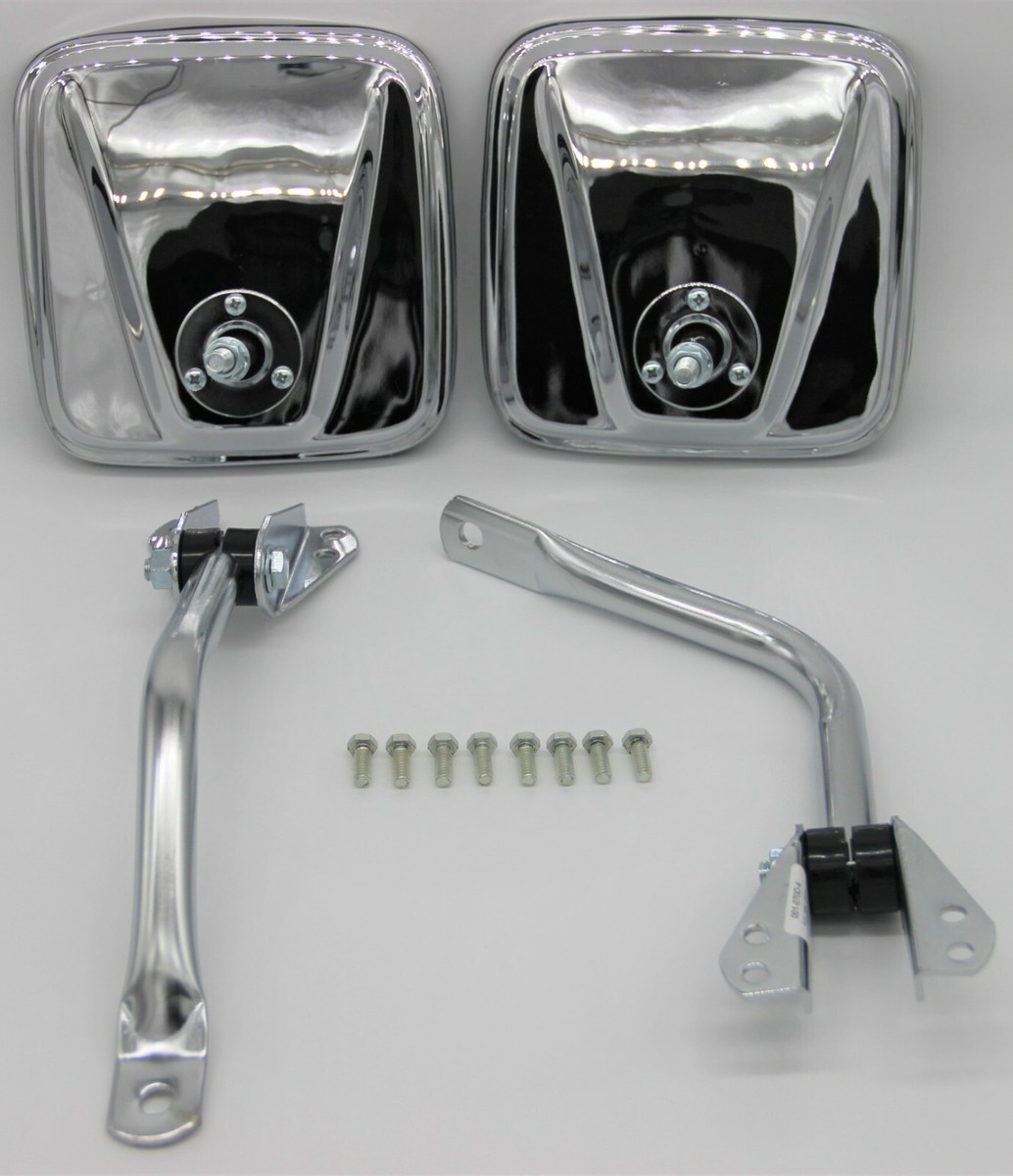Set Of 4 Chrome Side View Mirrors – Fits Jeep CJ5, CJ6, CJ7 & Willys CJ3 – Unbranded
