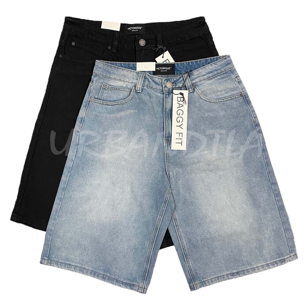 Men's Baggy Jean Shorts Hip Hop Loose Denim Shorts Size 28 Men's Baggy Jean Shorts Hip Hop Loose Denim Shorts Size 28