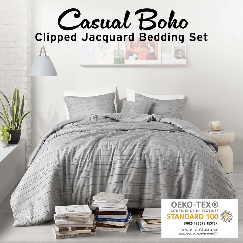 intelligent Design Clip Jacquard Comforter Set with Throw Pillow Twin / Twin XL - Image 2 of 4