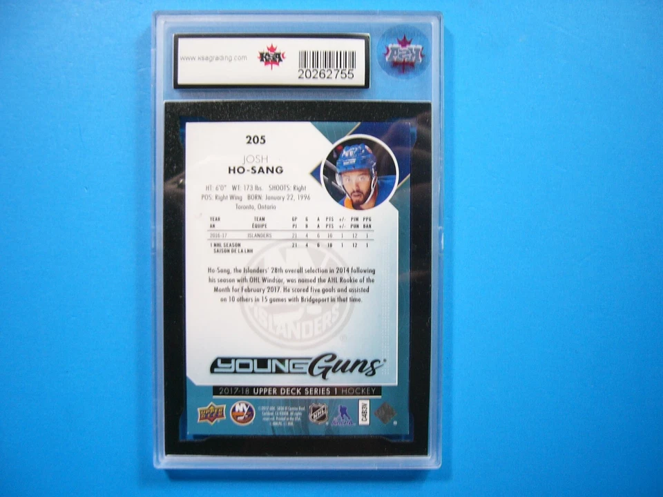 2017/18 UPPER DECK UD YOUNG GUNS NHL CARD #205 JOSH HO-SANG ROOKIE KSA 9 MINT - Image 2 of 2