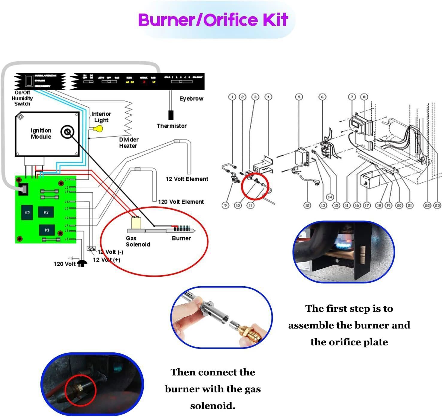 621957 Refrigerator Burner Orifice Assembly For Norcold Models N611 N621 N641
