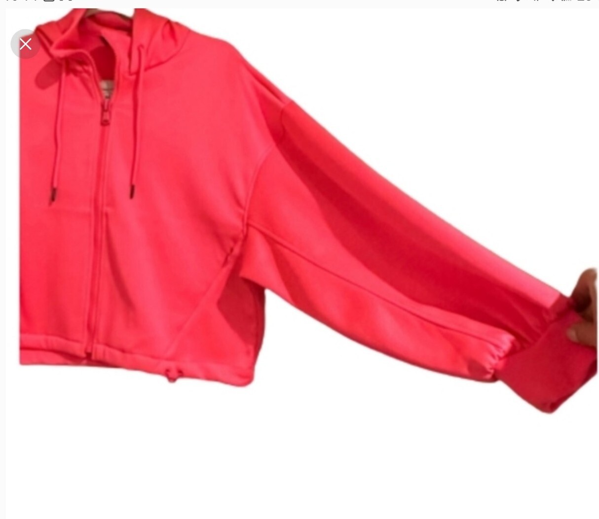 Zara Hoodie Women's Large Neon Pink Crop Pullover Casual Cotton Blend
