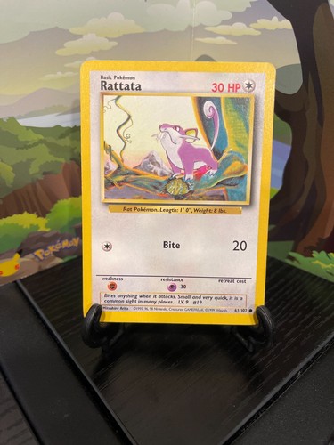 Pokémon Card - Rattata 61/102 Common - Unlimited Base Set, Mint Condition