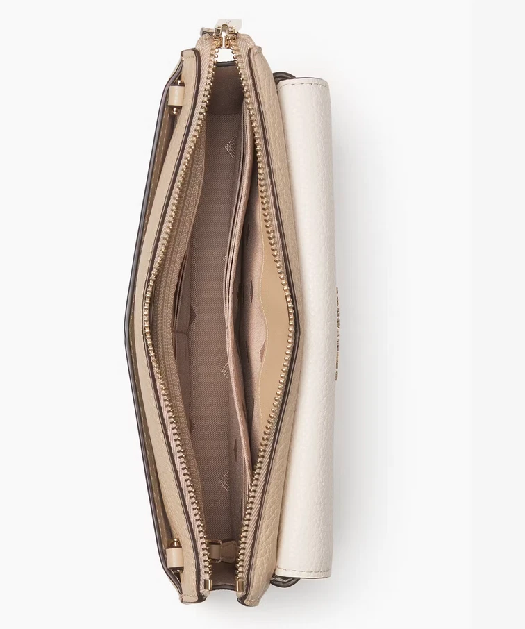 Borsa a tracolla Kate Spade Leila piccola con patta in pelle sabbia chiara K8283 $269