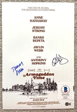 ANNE HATHAWAY JEREMY STRONG SIGNED ARMAGEDDON TIME 12x18 MOVIE POSTER PHOTO BAS